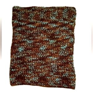 Hand Made Brown Blue Heavy Chunky Throw Blanket Sz 54 x 76